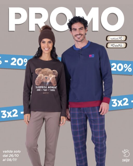 🔥 PROMO🔥
Dal 26 ottobre al 8 novembre continuano delle super promozioni in negozio!
👧 Per lei:
🌙 Sconto 20% sul pigiama Naschua art. ROSARIA dal design caldo, avvolgente e dallo stile giocoso ma raffinato, ideale per chi cerca comodità senza rinunciare a un tocco di tenerezza.
🌙 Sconto 20% sulla giacca Naschua art. MITICA, perfetta per completare il tuo outfit da relax, calda e avvolgente, questa giacca da casa effetto orsetto è pensata per offrirti il massimo del comfort e del calore nelle giornate più fredde.
🧦 3x2 sui calzini HENRY COTTON art. HT306, caratterizzati da una raffinata trama a rombi intrecciata a maglia e da un bordo superiore a coste elasticizzato che garantisce un'ottima tenuta senza stringere.
👨🦱 Per lui:
🌙 Sconto 20% sul pigiama Navigare art. 142020, un perfetto connubio di eleganza maschile, stile casual-sportivo e massima praticità, realizzato in tessuto morbido e traspirante con un paio di calzini in omaggio!
🧦 3x2 sui calzini sui art. WINTERLINE/385ASS, un accessorio versatile e sobrio che unisce uno stile elegante a un tocco di personalità disinvolta, perfetto sia per outfit casual sia per look formali da lavoro.
°
°
°
#Tuttintimo #modapiu #Tuttintimo_modapiu #promozione #sconti #promo